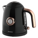 Czajnik elektryczny z termometrem, stal nierdzewna, czarny, 1,0L, 1200W, KLAUSBERG, KB-9017