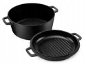 Garnek żeliwny z pokrywą grillową 2w1, 4.5L, 26cm, KRISBERG KS-7743