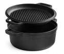 Garnek żeliwny z pokrywą grillową 2w1, 4.5L, 26cm, KRISBERG KS-7743