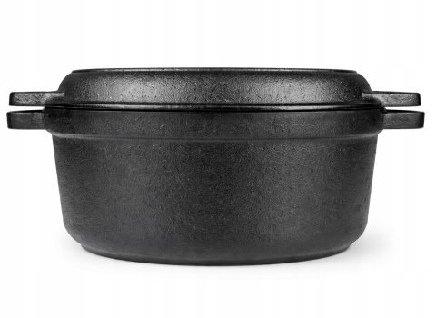 Garnek żeliwny z pokrywą grillową 2w1, 4.5L, 26cm, KRISBERG KS-7743