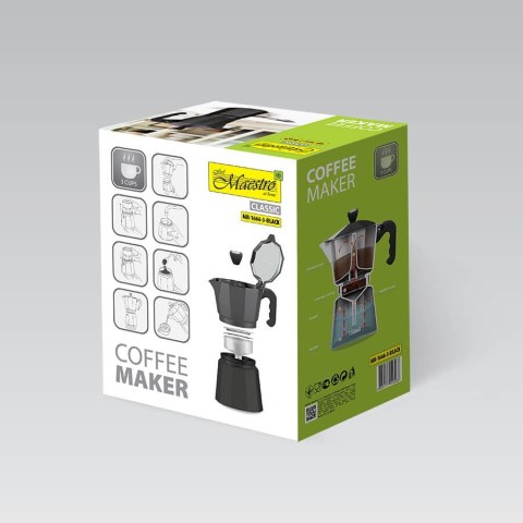 Kawiarka aluminiowa na gaz 3 filiżanki 150ml czarna MAESTRO MR-1666-3-BLACK