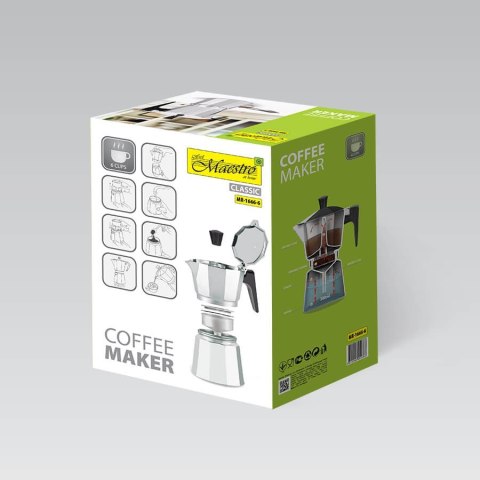 Kawiarka aluminiowa na gaz 6 filiżanek 300ml srebrna MAESTRO MR-1666-6