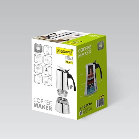 Kawiarka stalowa indukcja na gaz 4 filiżanki 200ml MAESTRO MR-1668-4