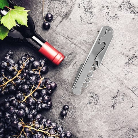 Korkociąg kelnerski otwieracz do wina butelek turystyczny srebrny MAESTRO MR-1571