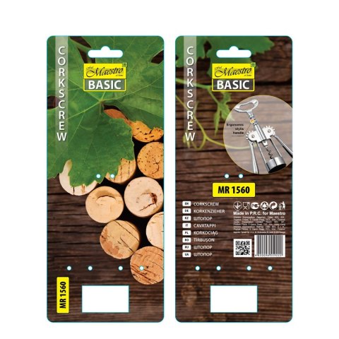 Korkociąg otwieracz do wina butelek srebrny MAESTRO MR-1560