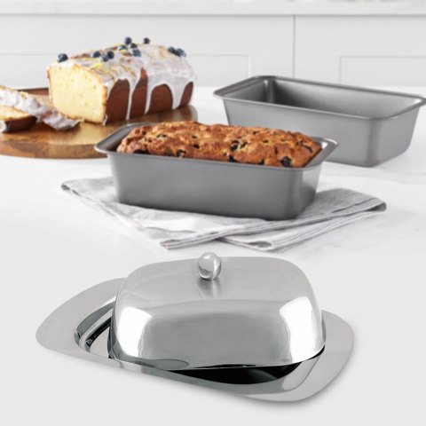 Maselniczka maselnica metalowa srebrna pojemnik na masło MAESTRO MR-1650