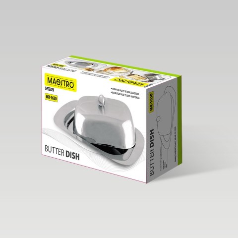 Maselniczka maselnica metalowa srebrna pojemnik na masło MAESTRO MR-1650
