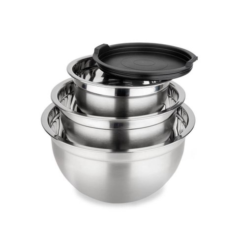 Miski kuchenne metalowe komplet misek z pokrywką 16/20/24CM 3SZT MAESTRO MR-1688