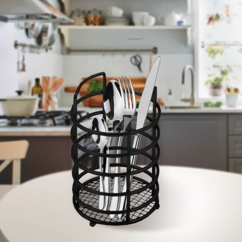 Ociekacz na sztućce metalowy koszyk pojemnik czarny MAESTRO MR-1029-BLACK
