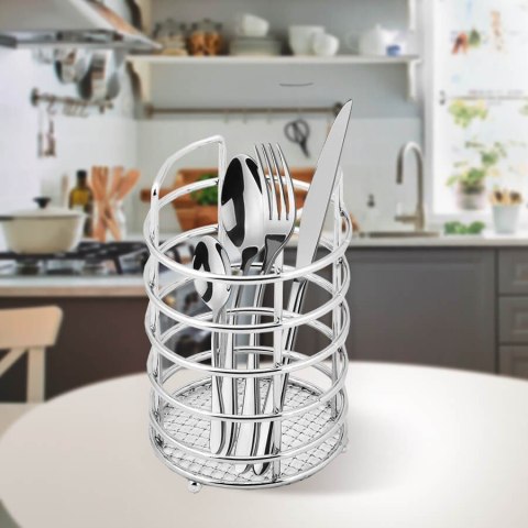 Ociekacz na sztućce metalowy koszyk pojemnik srebrny MAESTRO MR-1029