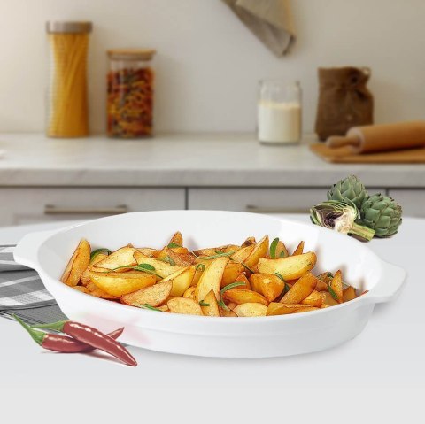 Owalna brytfanna do pieczenia zapiekania do piekarnika biała 45.5cm MAESTRO MR-11742-42