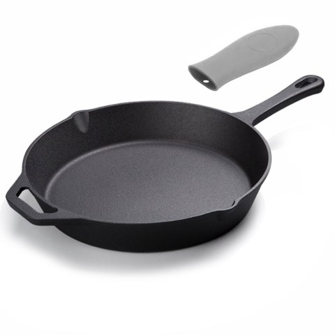 Patelnia żeliwna 31cm z nakładką silikonową na uchwyt KRISBERG KS-7739