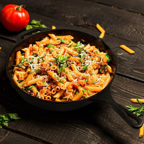 Patelnia żeliwna 31cm z nakładką silikonową na uchwyt KRISBERG KS-7739