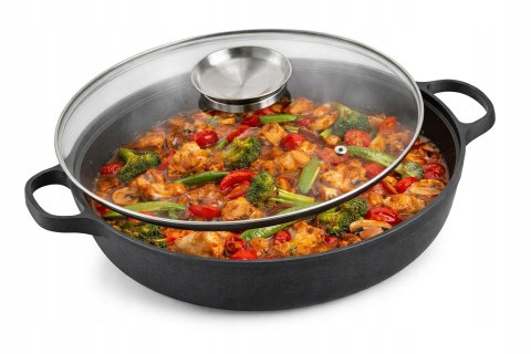 Patelnia żeliwna wok 35cm z pokrywą KRISBERG KS-7742