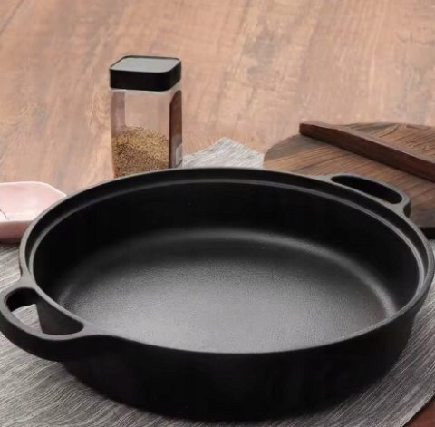 Patelnia żeliwna wok 35cm z pokrywą KRISBERG KS-7742