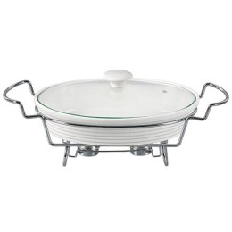 Podgrzewacz do jedzenia potraw na świeczki owalny biały 30cm 1.6L MAESTRO MR-11260-74