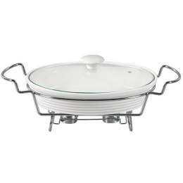 Podgrzewacz do jedzenia potraw na świeczki owalny biały 35cm 1.8L MAESTRO MR-11460-74