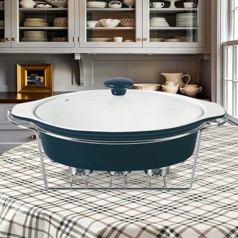 Podgrzewacz do jedzenia potraw na świeczki owalny czarny 37.5cm 2.3L MAESTRO MR-11561-74