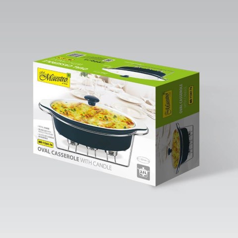 Podgrzewacz do jedzenia potraw na świeczki owalny czarny 37.5cm 2.3L MAESTRO MR-11561-74