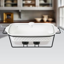 Podgrzewacz do jedzenia potraw na świeczki prostokątny biały 30cm 1.1L MAESTRO MR-11259-73