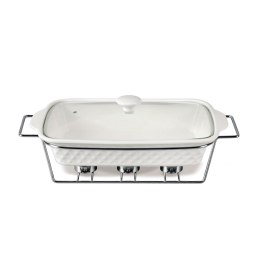 Podgrzewacz do jedzenia potraw na świeczki prostokątny biały 35cm 1.8L MAESTRO MR-11459-73