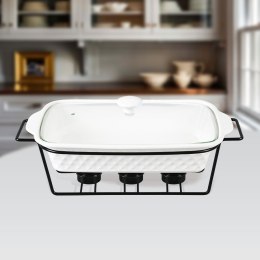 Podgrzewacz do jedzenia potraw na świeczki prostokątny biały 35cm 1.8L MAESTRO MR-11459-73