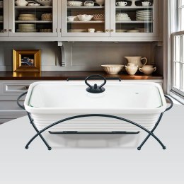 Podgrzewacz do jedzenia potraw na świeczki prostokątny biały 36.5cm 2.4L MAESTRO MR-11562-73