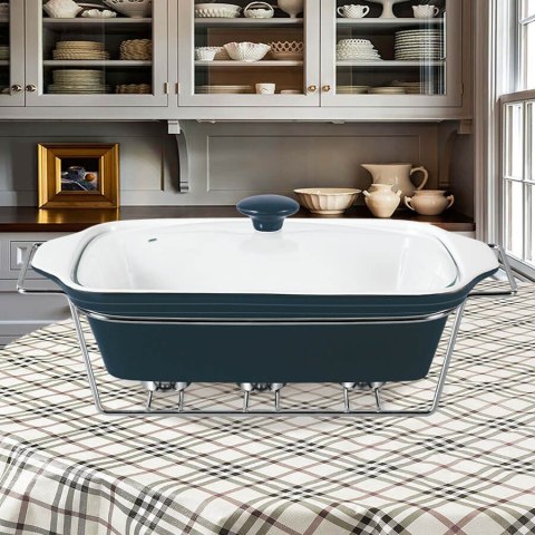 Podgrzewacz do jedzenia potraw na świeczki prostokątny czarny 33.75cm 2.2L MAESTRO MR-11361-73