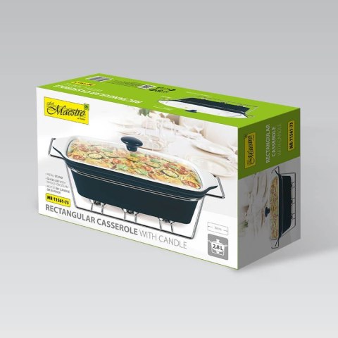 Podgrzewacz do jedzenia potraw na świeczki prostokątny czarny 38.75cm 2.8L MAESTRO MR-11561-73
