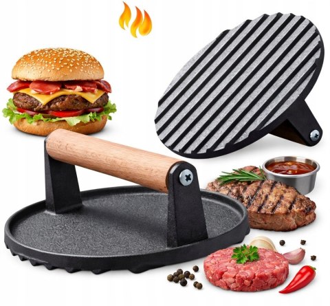 Prasa praska do burgerów steków mięsa na grilla żeliwna 17,5cm KRISBERG KS-7741