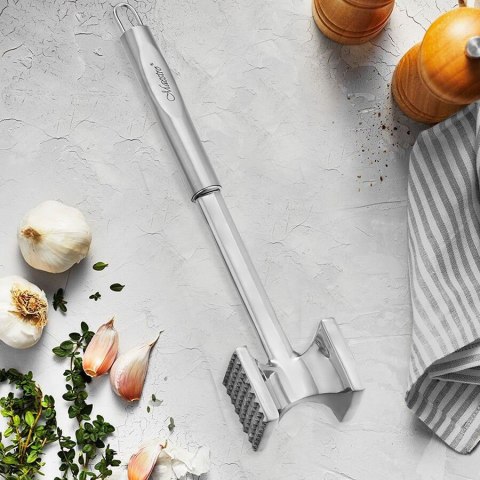 Tłuczek do mięsa dwustronny metalowy młotek rozbijak srebrny MAESTRO MR-1714-NEW