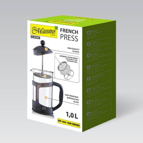 Zaparzacz do kawy herbaty 1000ml french press brązowy MAESTRO MR-1665-1000-BROWN