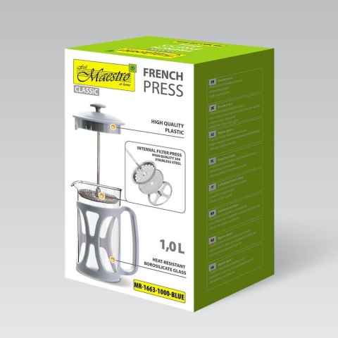 Zaparzacz do kawy herbaty 1000ml french press niebieski MAESTRO MR-1663-1000-BLUE