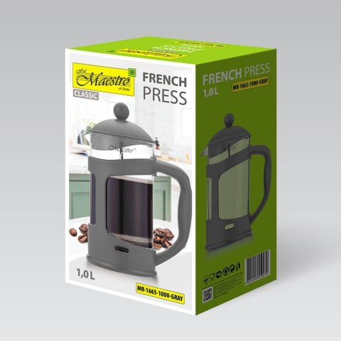 Zaparzacz do kawy herbaty 1000ml french press szary MAESTRO MR-1665-1000-GRAY