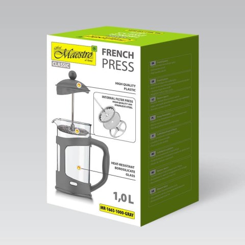 Zaparzacz do kawy herbaty 1000ml french press szary MAESTRO MR-1665-1000-GRAY