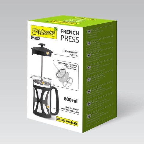 Zaparzacz do kawy herbaty 600ml french press czarny MAESTRO MR-1663-600-BLACK