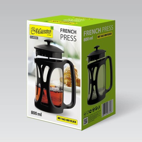 Zaparzacz do kawy herbaty 800ml french press czarny MAESTRO MR-1663-800-BLACK