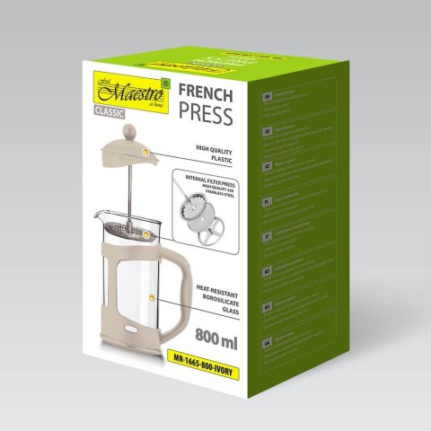 Zaparzacz do kawy herbaty 800ml french press kremowy MAESTRO MR-1665-800-IVORY