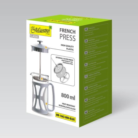 Zaparzacz do kawy herbaty 800ml french press niebieski MAESTRO MR-1663-800-BLUE