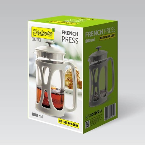 Zaparzacz do kawy herbaty 800ml french press szary MAESTRO MR-1663-800-GRAY