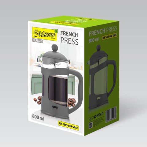 Zaparzacz do kawy herbaty 800ml french press szary MAESTRO MR-1665-800-GRAY