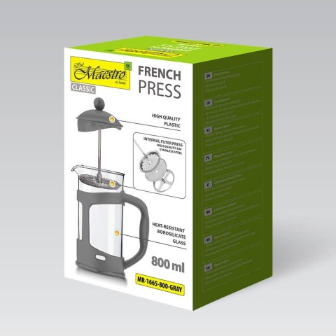 Zaparzacz do kawy herbaty 800ml french press szary MAESTRO MR-1665-800-GRAY