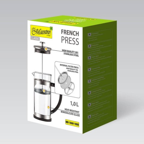 Zaparzacz szklany do kawy herbaty tłokowy french press 1000ml MAESTRO MR-1860-1000
