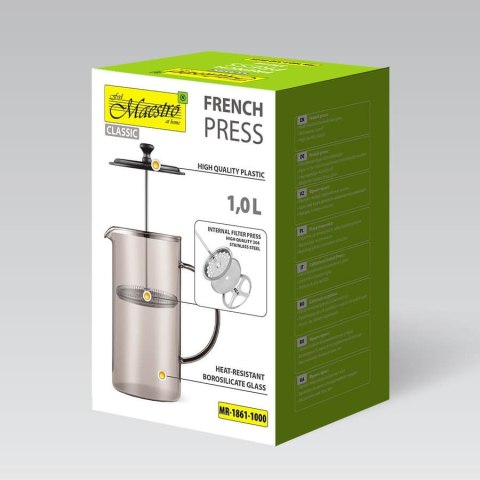 Zaparzacz szklany do kawy herbaty tłokowy french press 1000ml MAESTRO MR-1861-1000