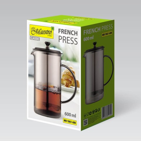 Zaparzacz szklany do kawy herbaty tłokowy french press 600ml MAESTRO MR-1861-600