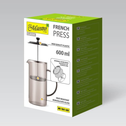Zaparzacz szklany do kawy herbaty tłokowy french press 600ml MAESTRO MR-1861-600