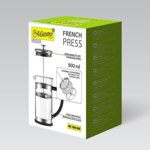 Zaparzacz szklany do kawy herbaty tłokowy french press 800ml MAESTRO MR-1860-800