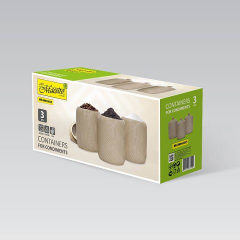 Zestaw 3 pojemników ceramicznych na kawę herbatę i cukier Geometry Beige MAESTRO MR-20004-03CS
