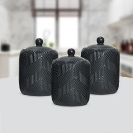 Zestaw 3 pojemników ceramicznych na kawę herbatę i cukier Geometry Black MAESTRO MR-20003-03CS