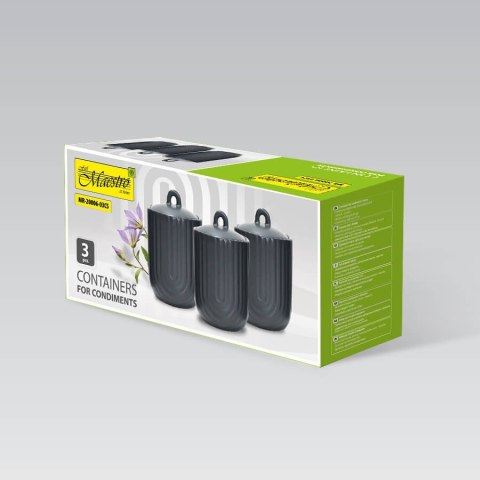 Zestaw 3 pojemników ceramicznych na kawę herbatę i cukier Line Work MAESTRO MR-20006-03CS